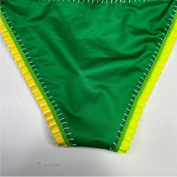 PQ Swim X Solange Ferrarini Crochet Trim Full Bikini bottoms green multi - S - Picture 9 of 11